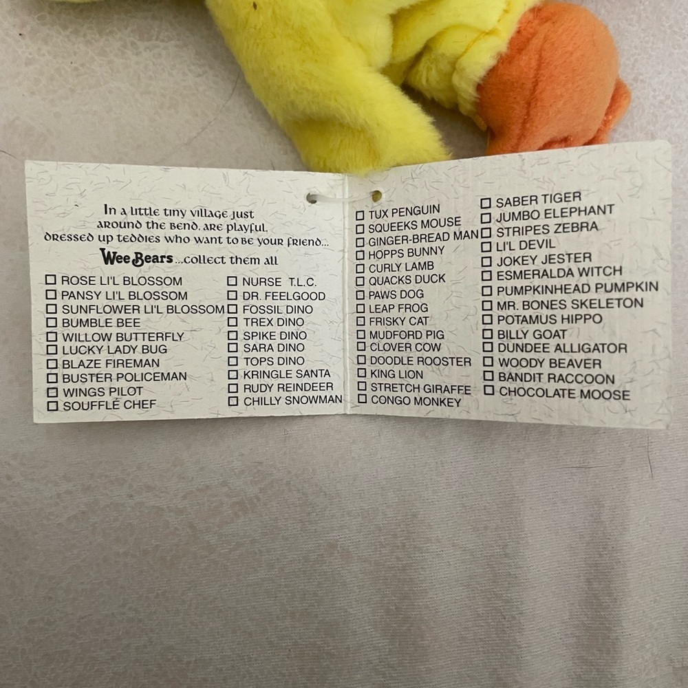 Vintage Ganz Easter Wee Bear Village Quacks In A Duck Costume 1996 Stuffed Plush - Picture 7 of 8